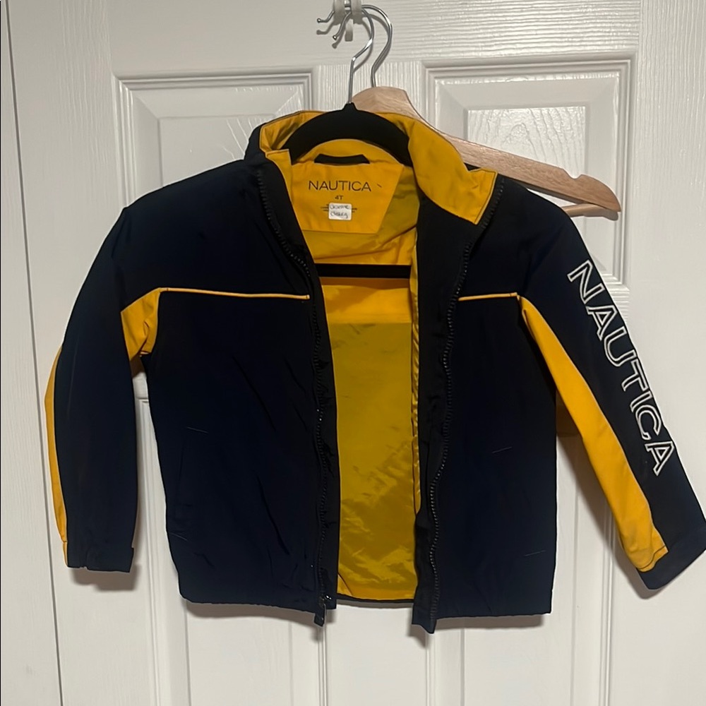 Nautica Yellow Hooded Jacket with Navy Trim